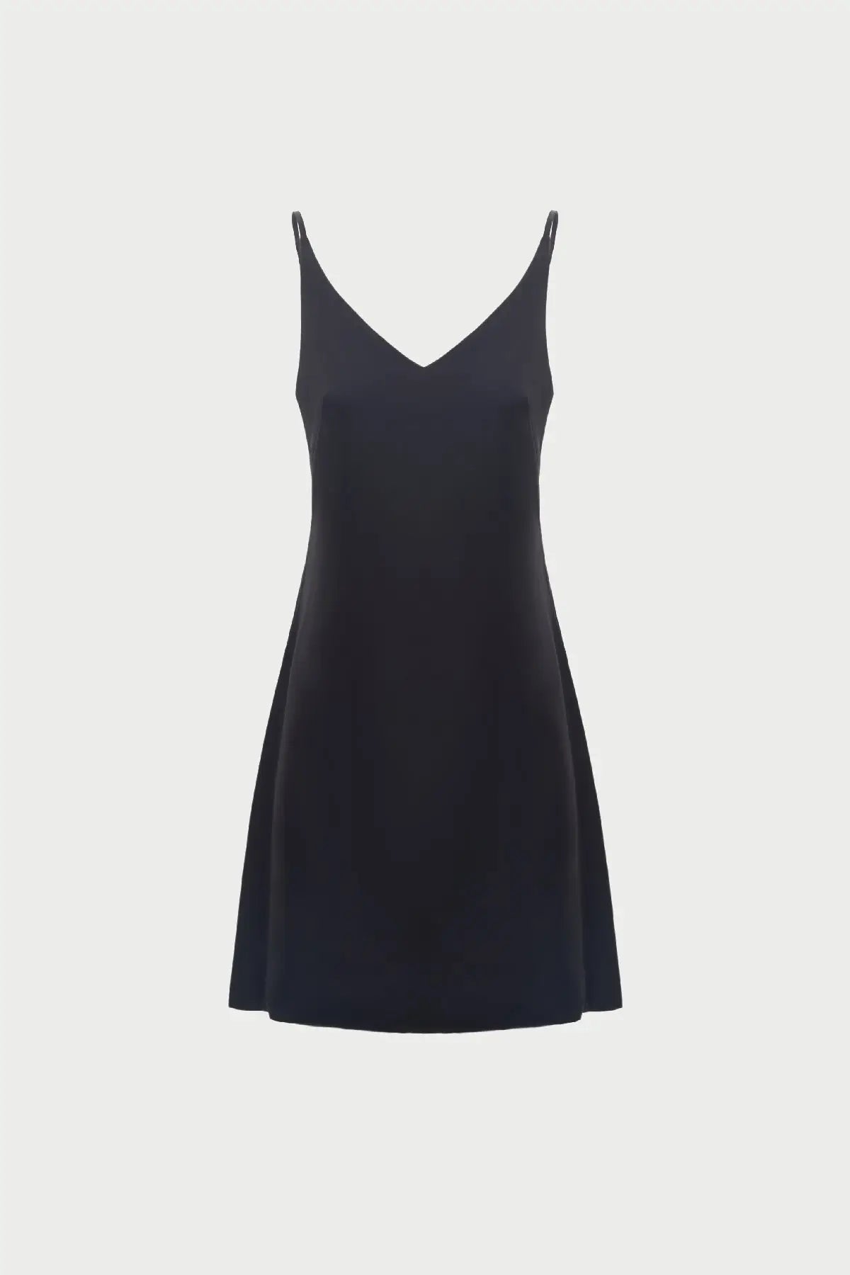 Black mini double-layered satin slip dress with V-neck Serena Silueta Black mini double-layered satin slip dress with V-neck Serena Silueta