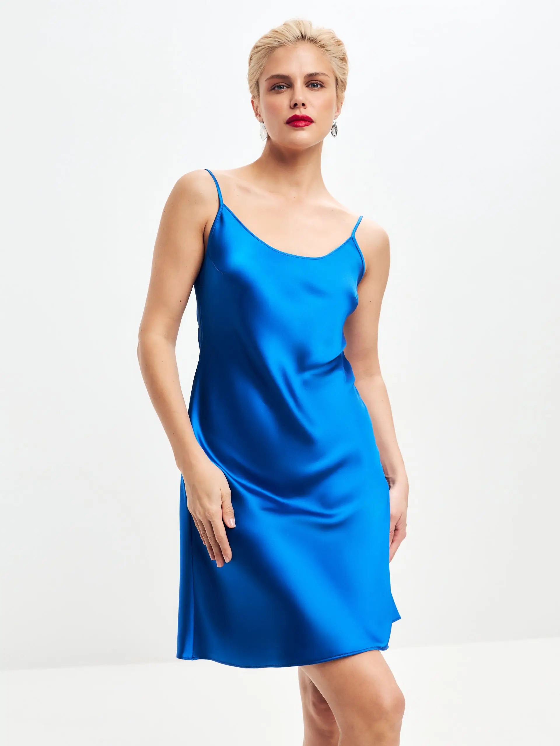 Blue mini satin slip dress 'Pure'