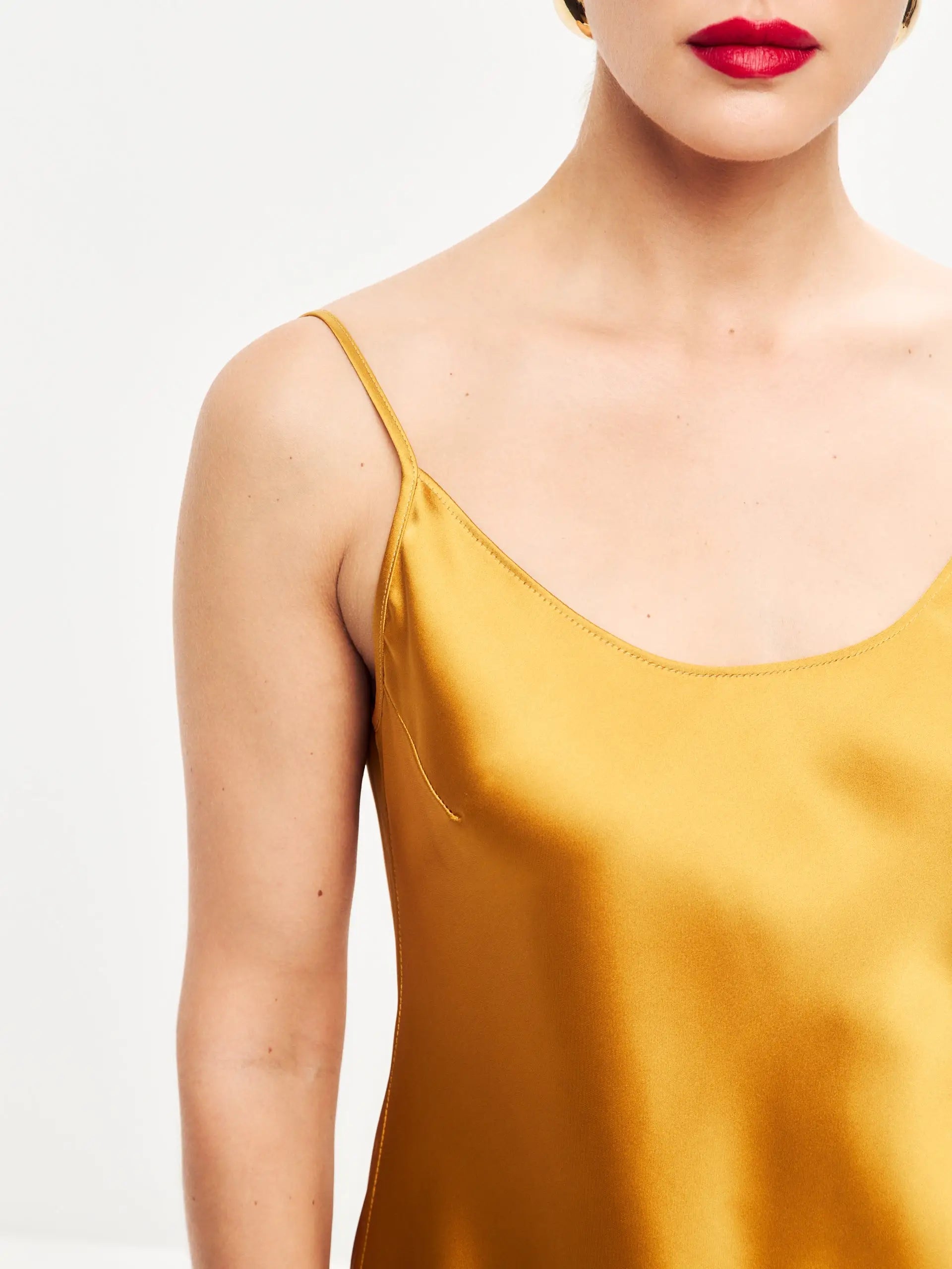 Dark gold mini satin slip dress 'Pure'