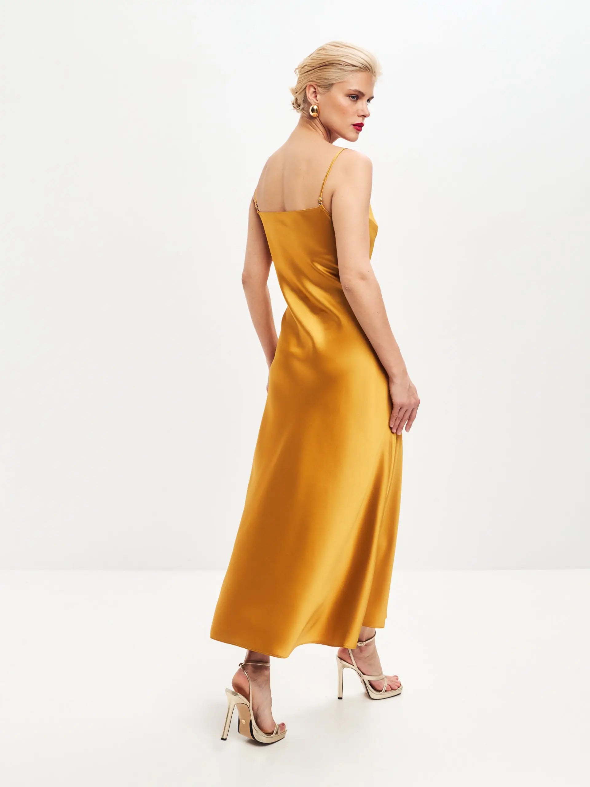 Dark gold satin slip dress 'Majestic'