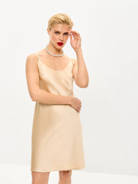 Gold mini satin slip dress ’Pure’