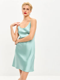 Pistache mini satin slip dress ’Pure’ - XS