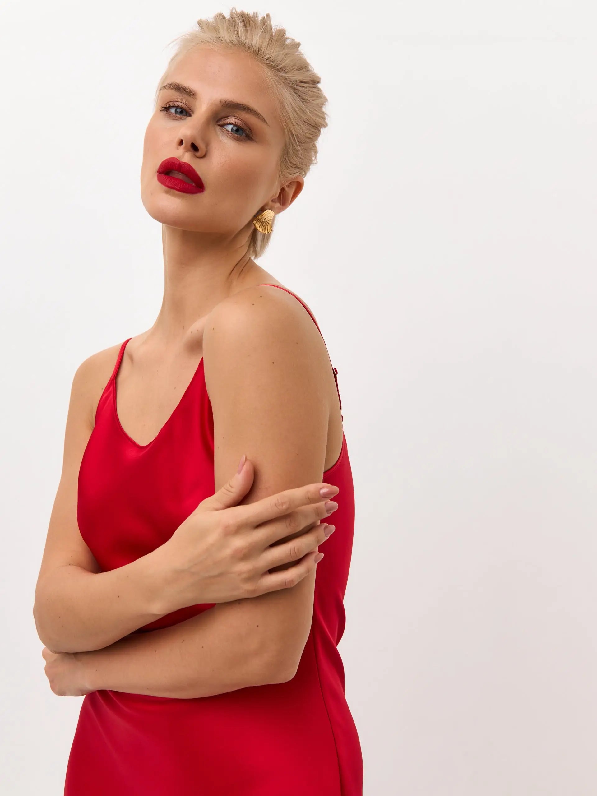 strapless open back dress Draped Spaghetti Strap Midi Dress main image 0