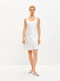 White mini satin slip dress ’Pure’ - XS