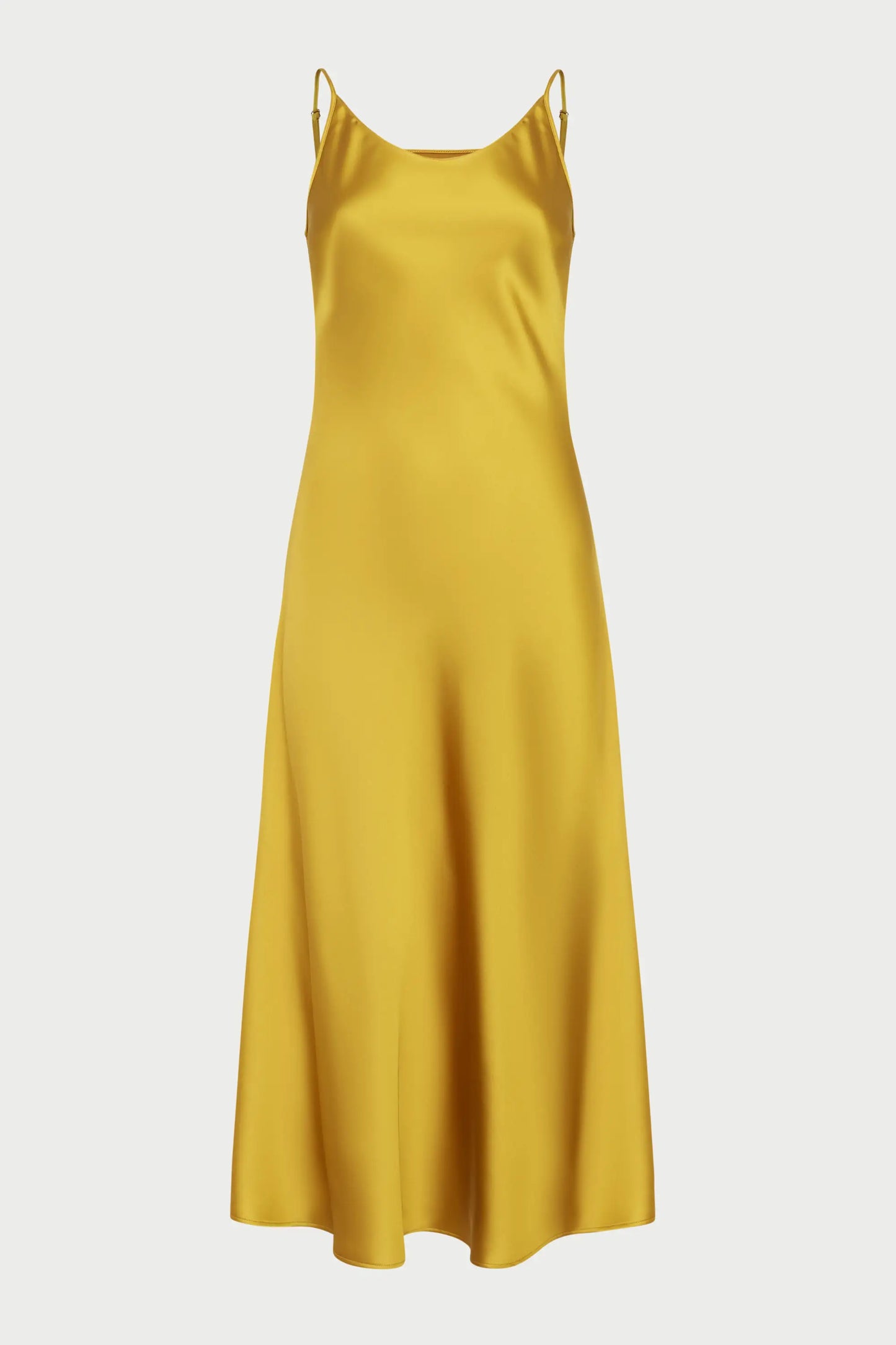 Yellow gold midi satin slip dress ’Majestic’