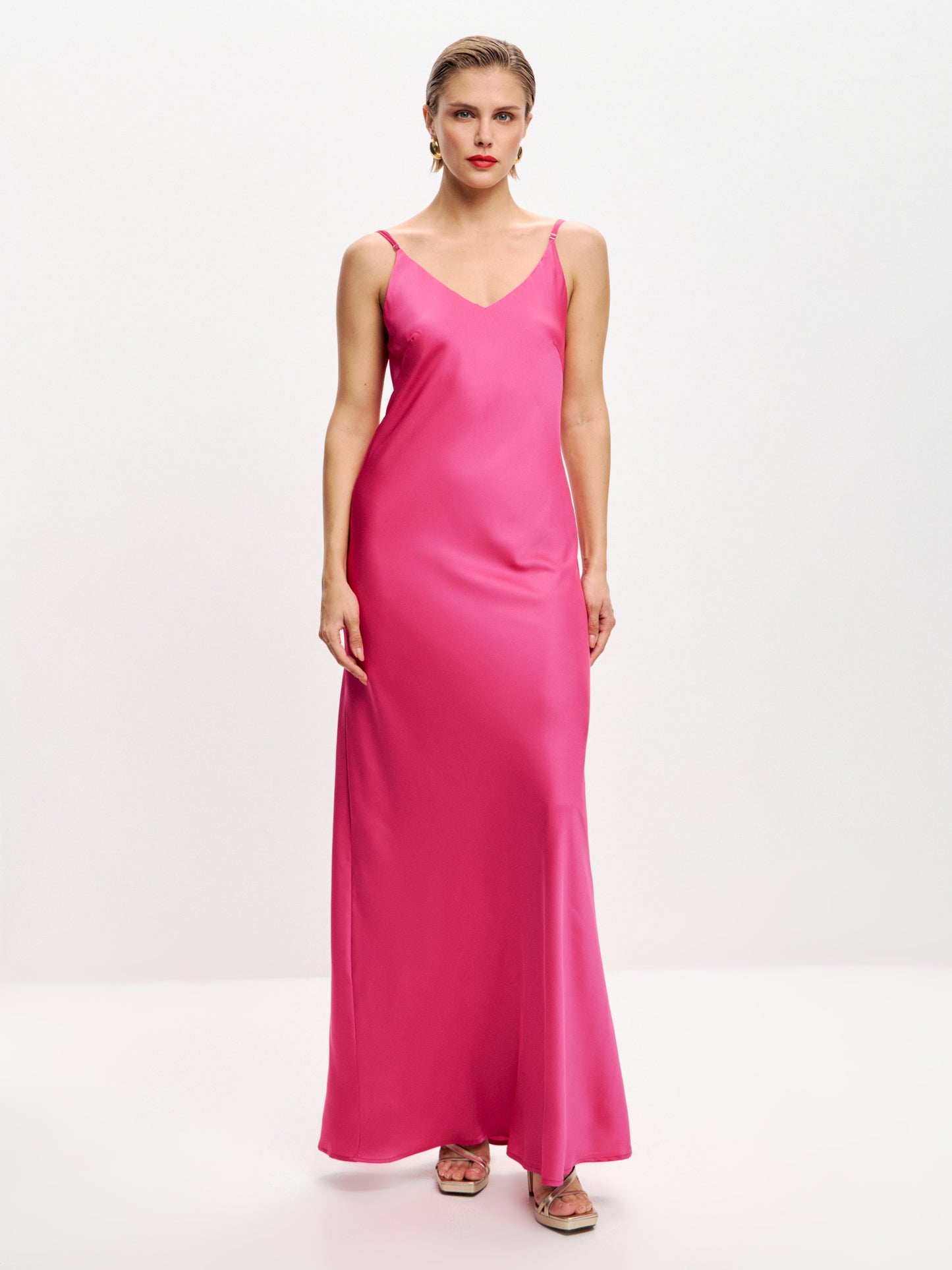 Formal Silk Long Hot Pink Silky Dress Linen Slip Dress In Petal Pink Formal Silk Long Hot Pink Silky Dress Linen Slip Dress In Petal Pink