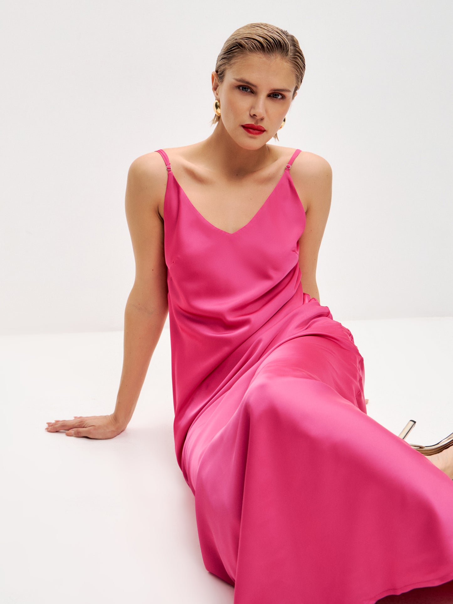 chiffon-layered satin slip dress Vince - Black Chiffon Layered Satin Slip Dress