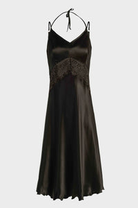 Black halter slip dress ’Lace’