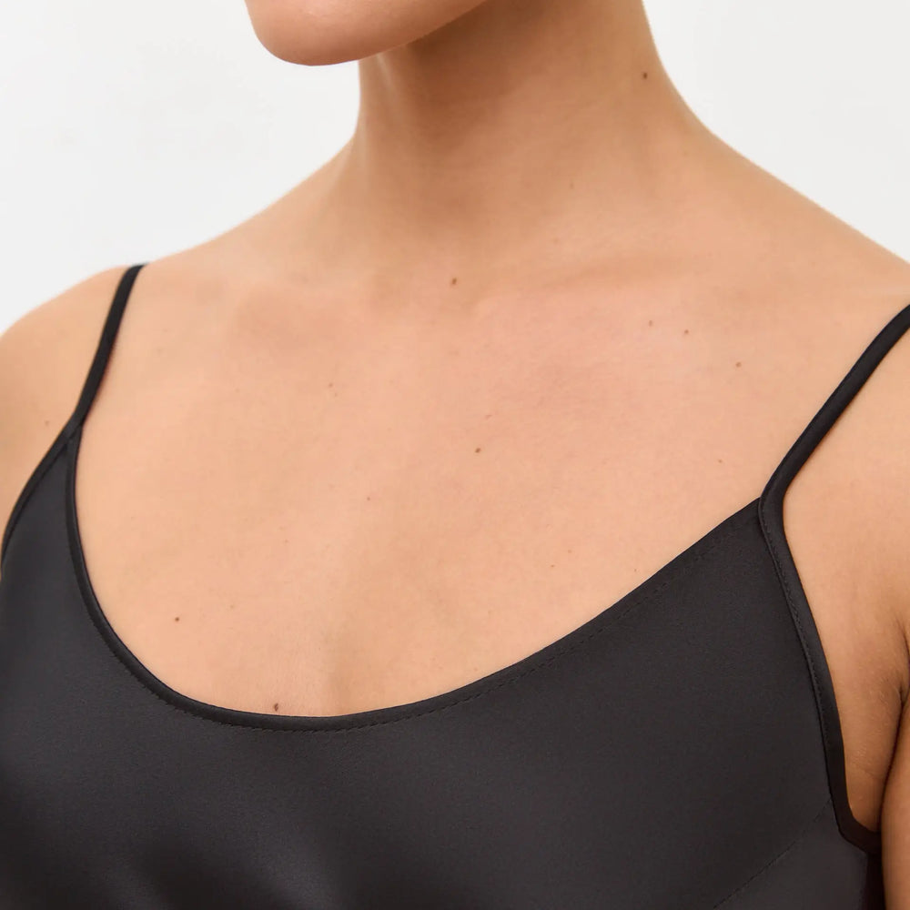 
                  
                    Black maxi satin slip dress ’Serene’
                  
                