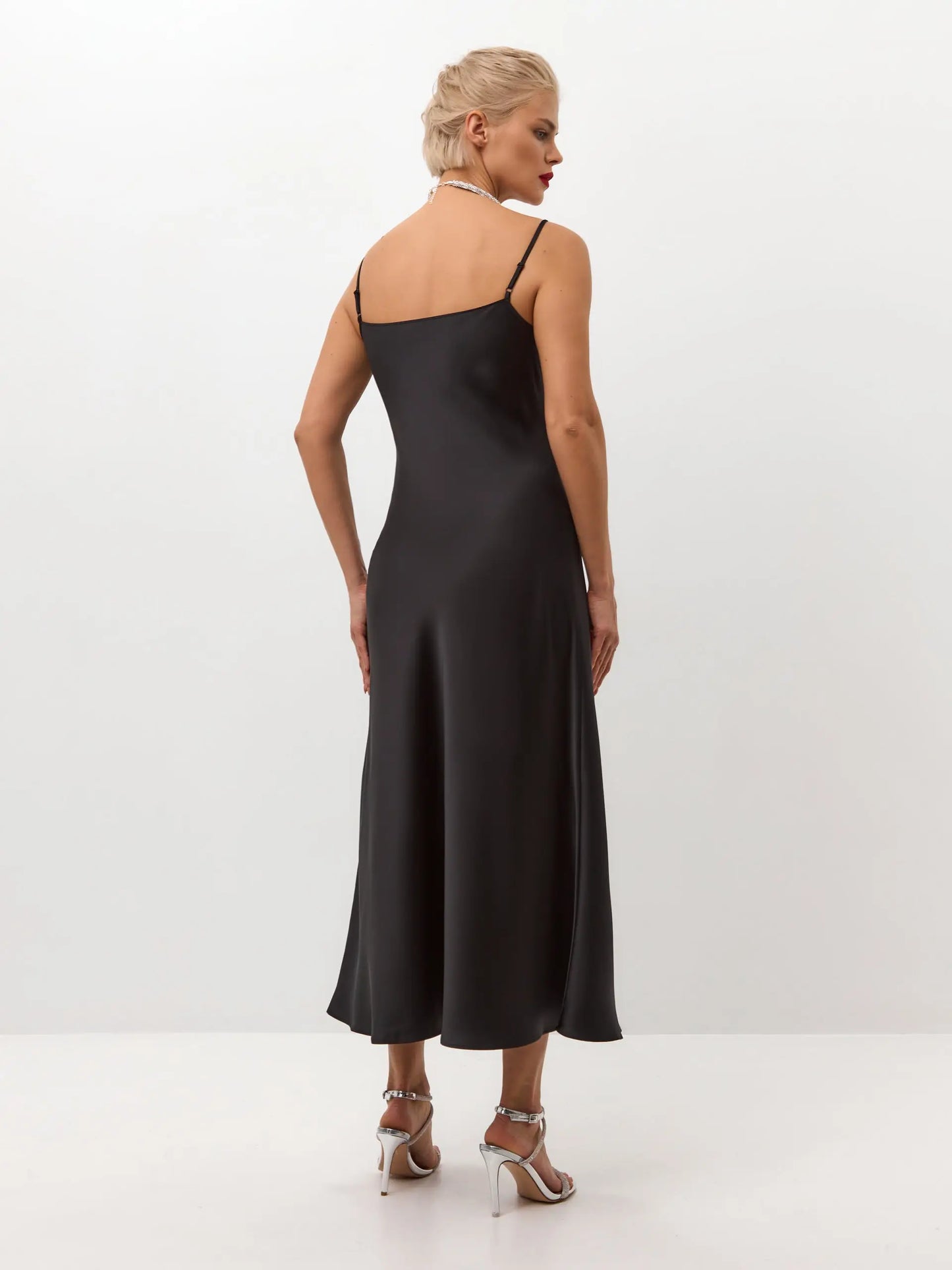 serene escape satin midi dress Serene Escape Satin Midi Dress - White