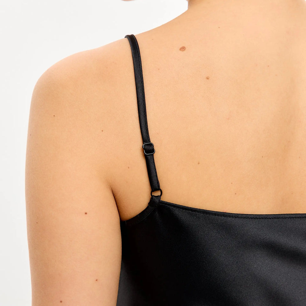 
                  
                    Black mini satin slip dress ’Pure’
                  
                