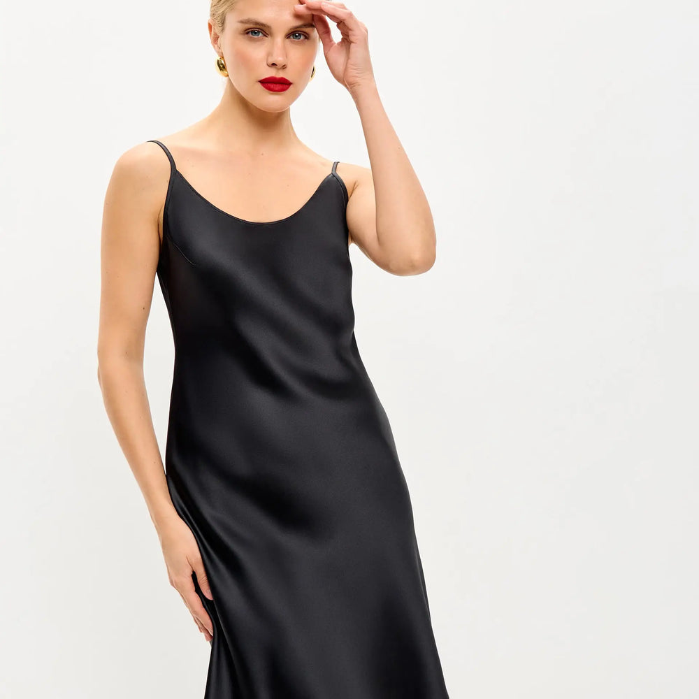 Black mini satin slip dress ’Pure’