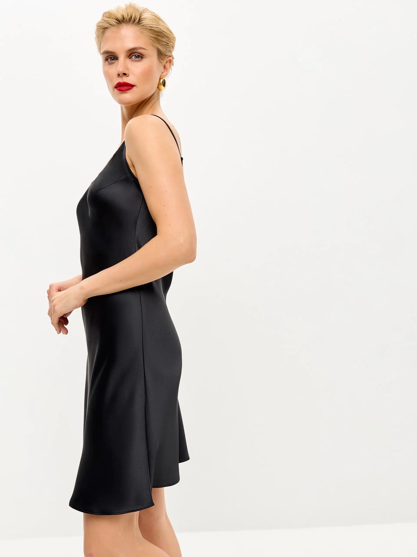 Black mini satin slip dress 'Pure' - Serena Silueta Black mini satin slip dress 'Pure' - Serena Silueta