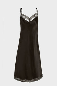 Black V-neck slip dress ’Lace’