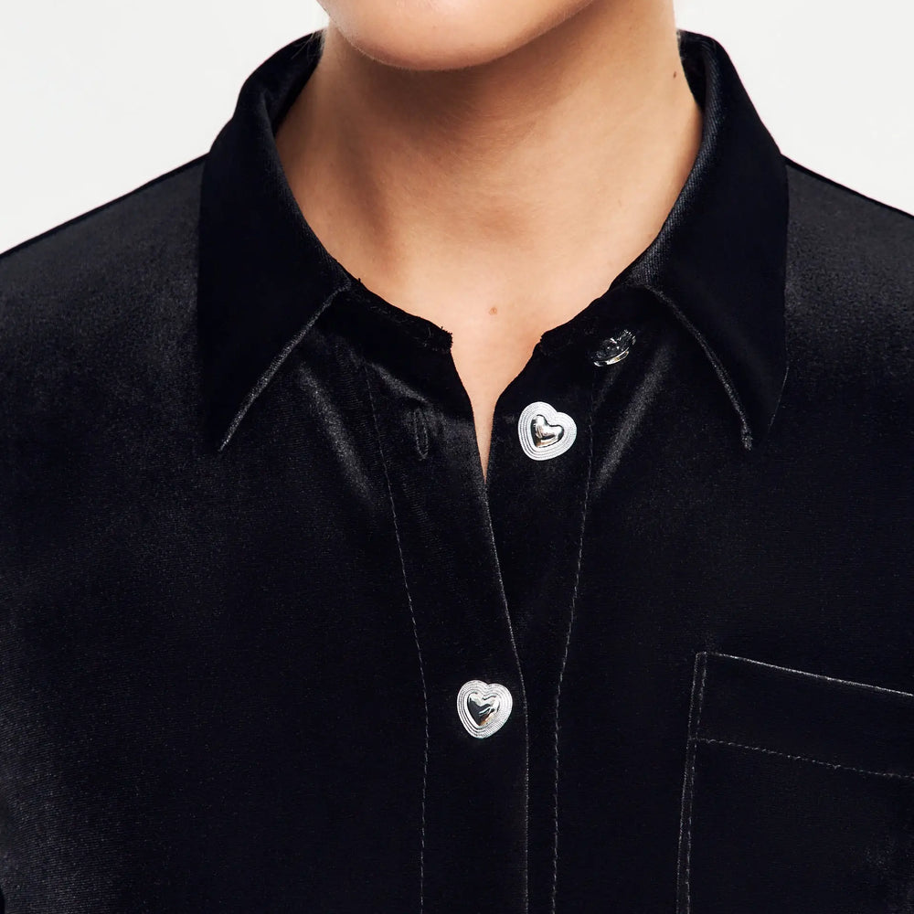 
                  
                    Black velvet shirt
                  
                