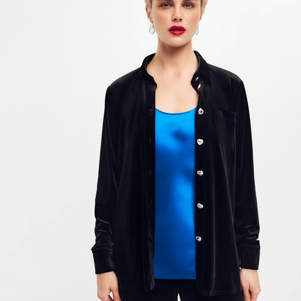 
                  
                    Black velvet shirt
                  
                