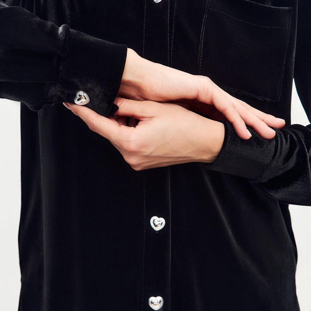 
                  
                    Black velvet shirt
                  
                