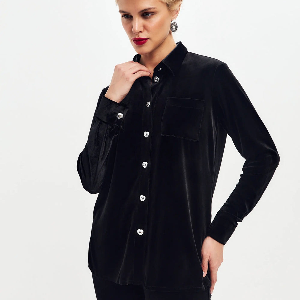 Black velvet shirt - XS