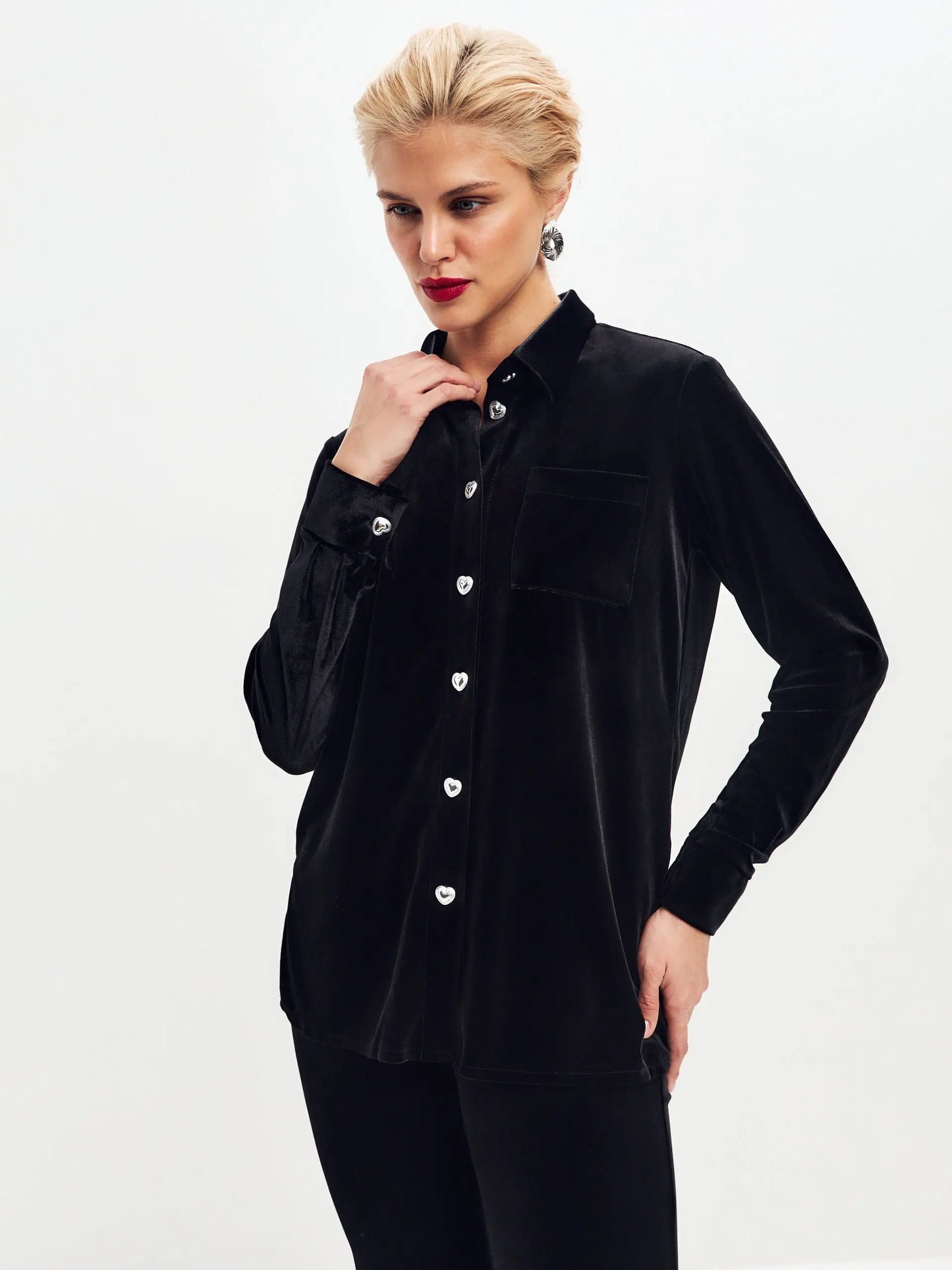 Black velvet shirt - XS