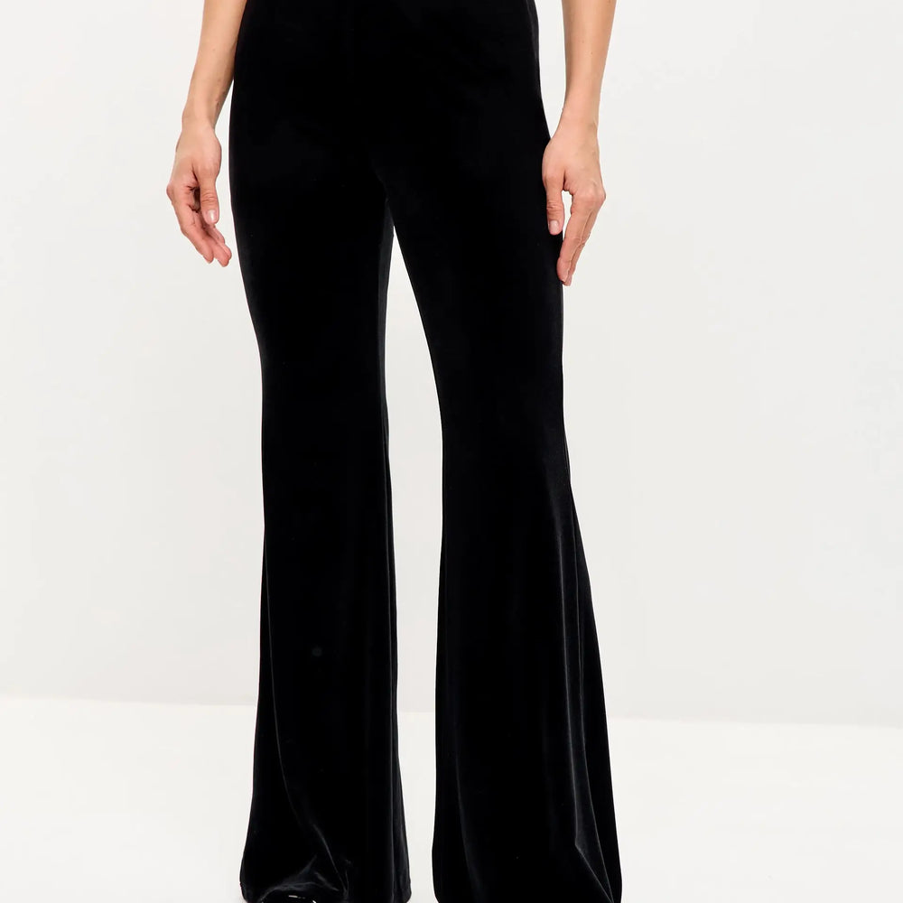 Black velvet trousers