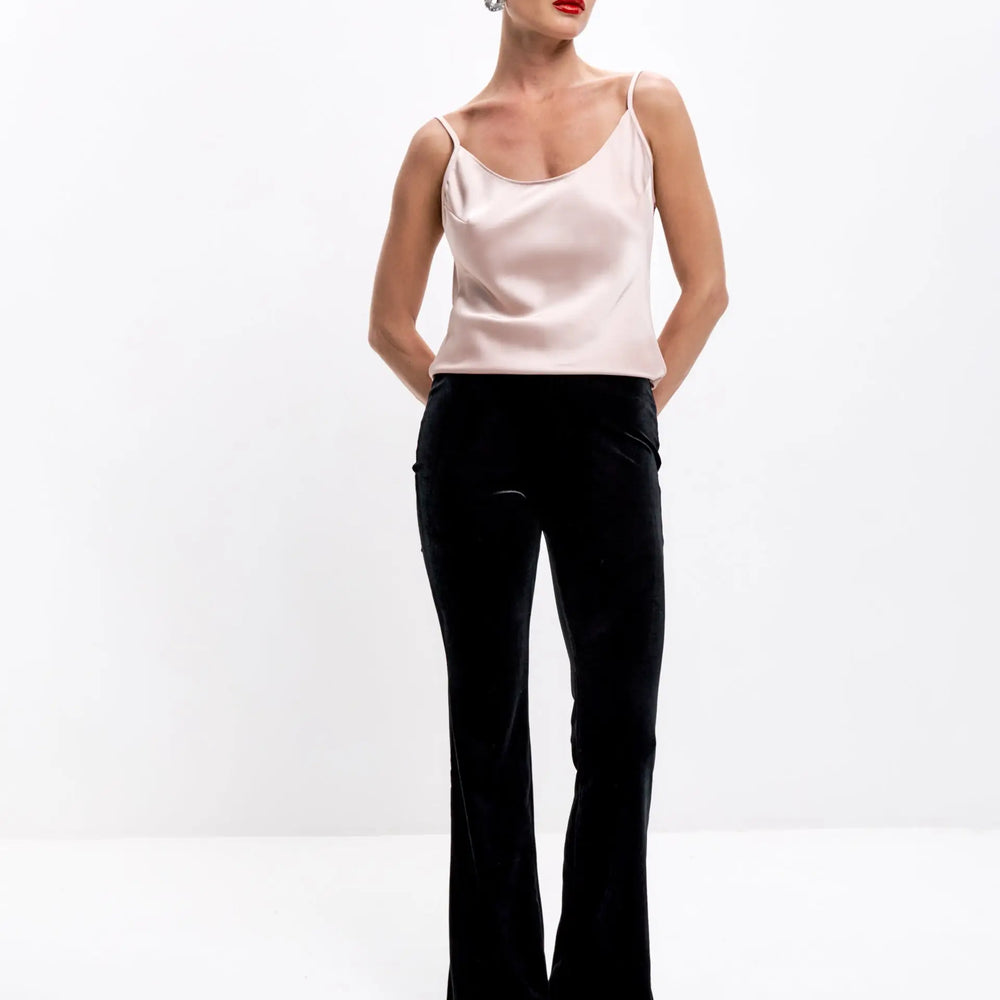 Black velvet trousers Petite