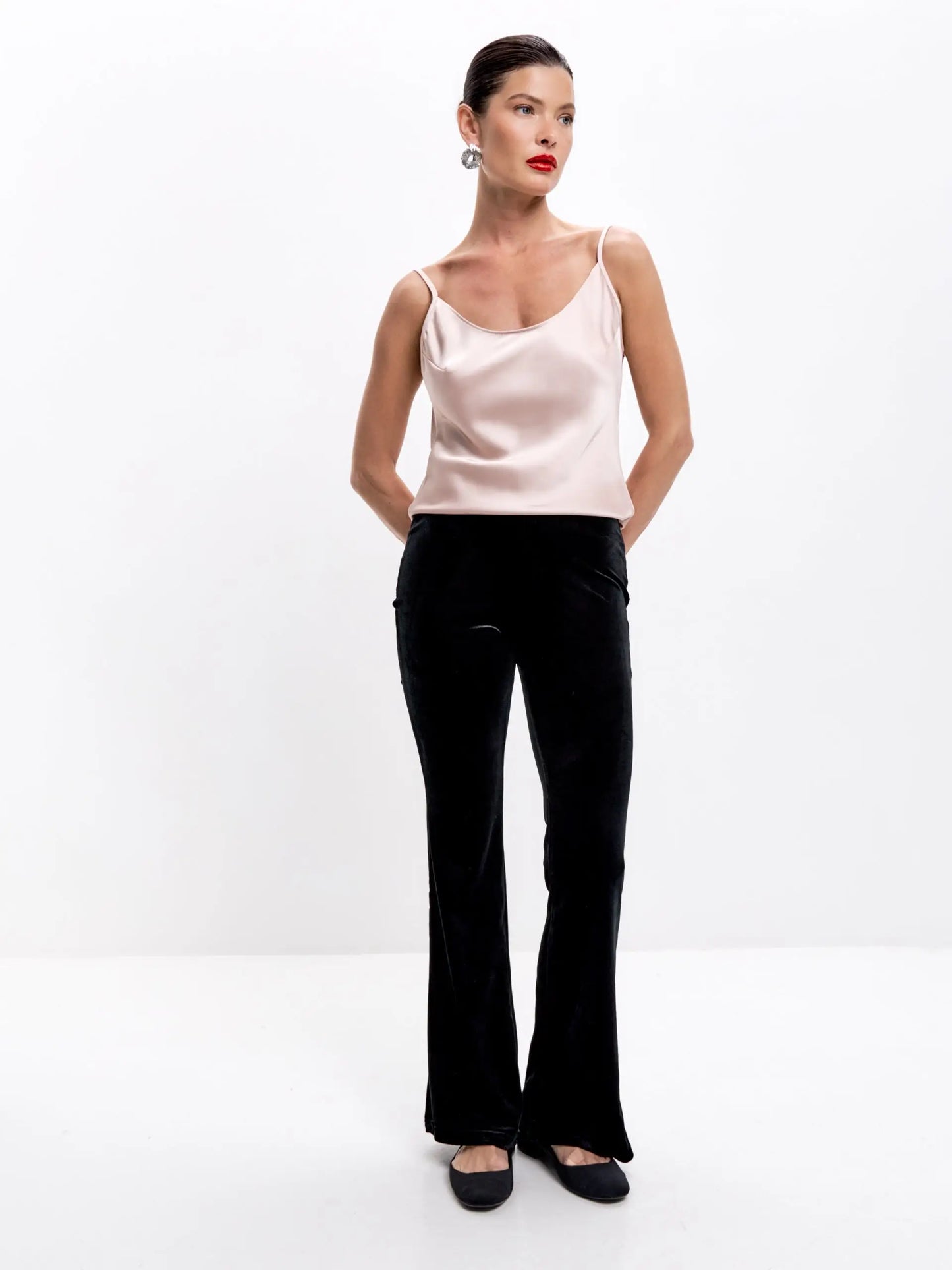 Black velvet trousers Petite