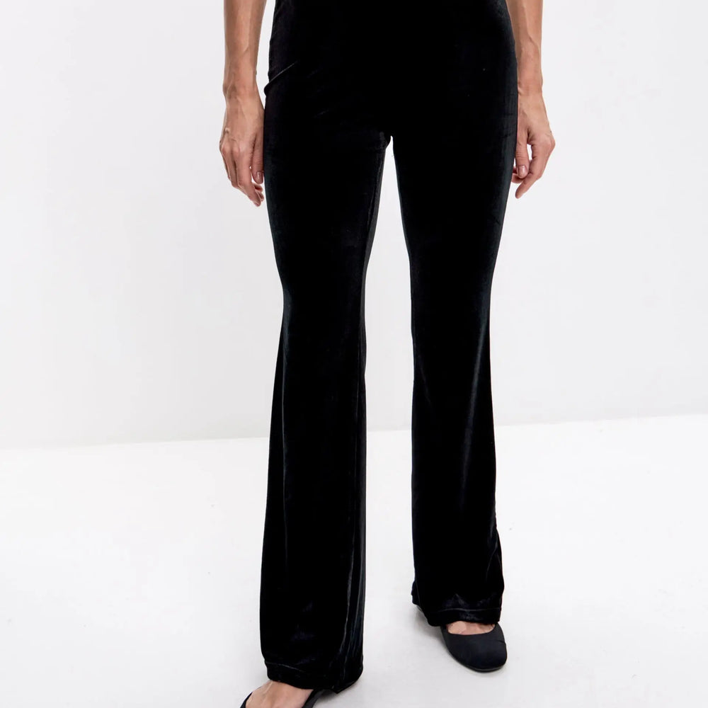 Black velvet trousers Petite