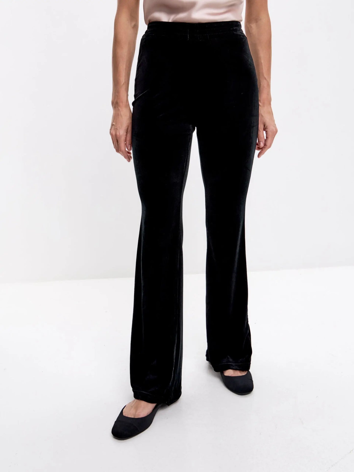 Black velvet trousers Petite