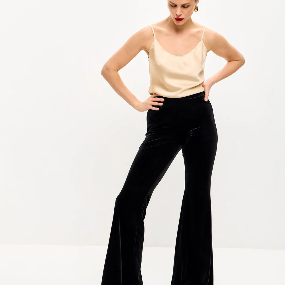 Black velvet trousers - XS