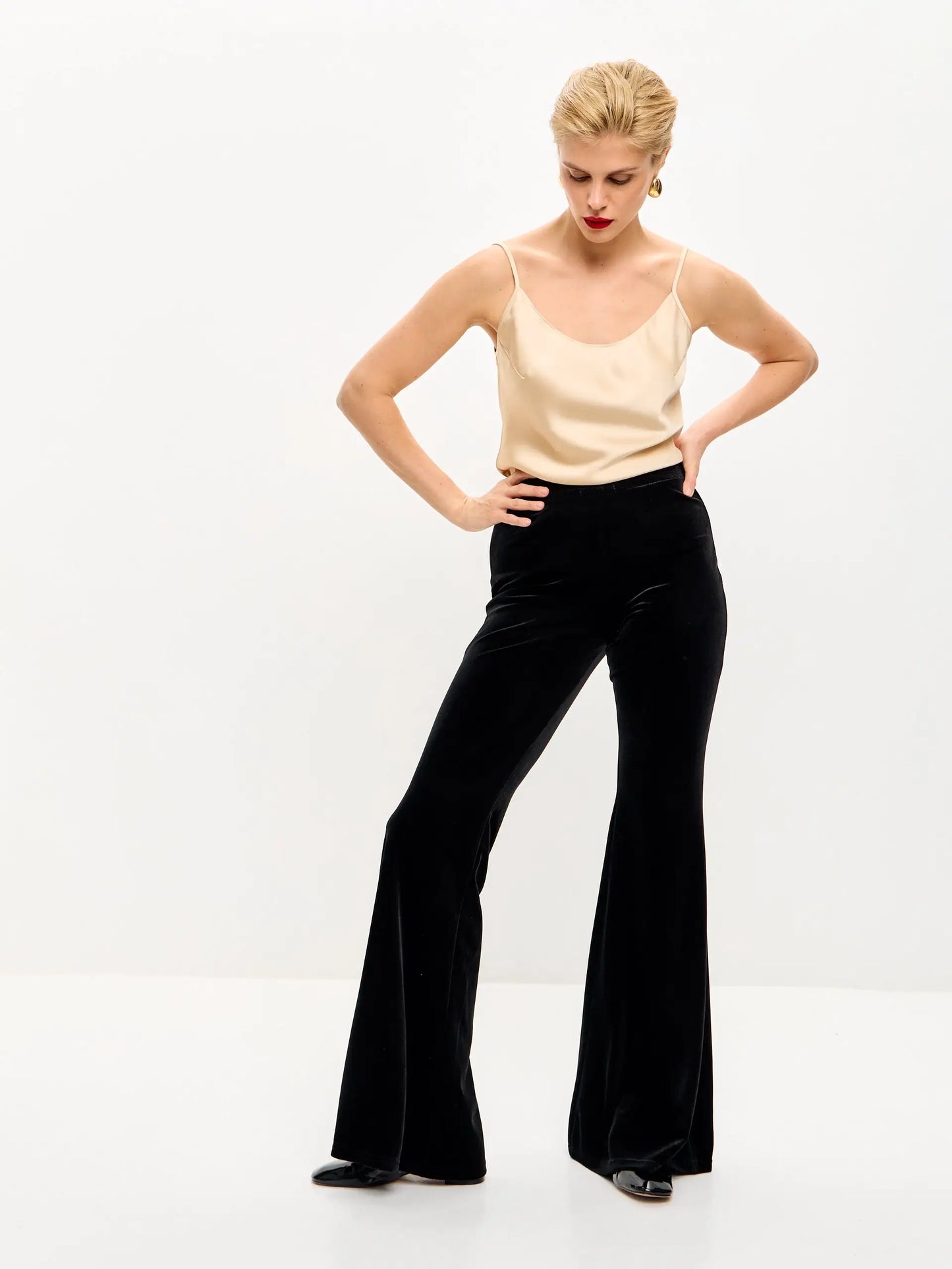 Black velvet trousers - XS