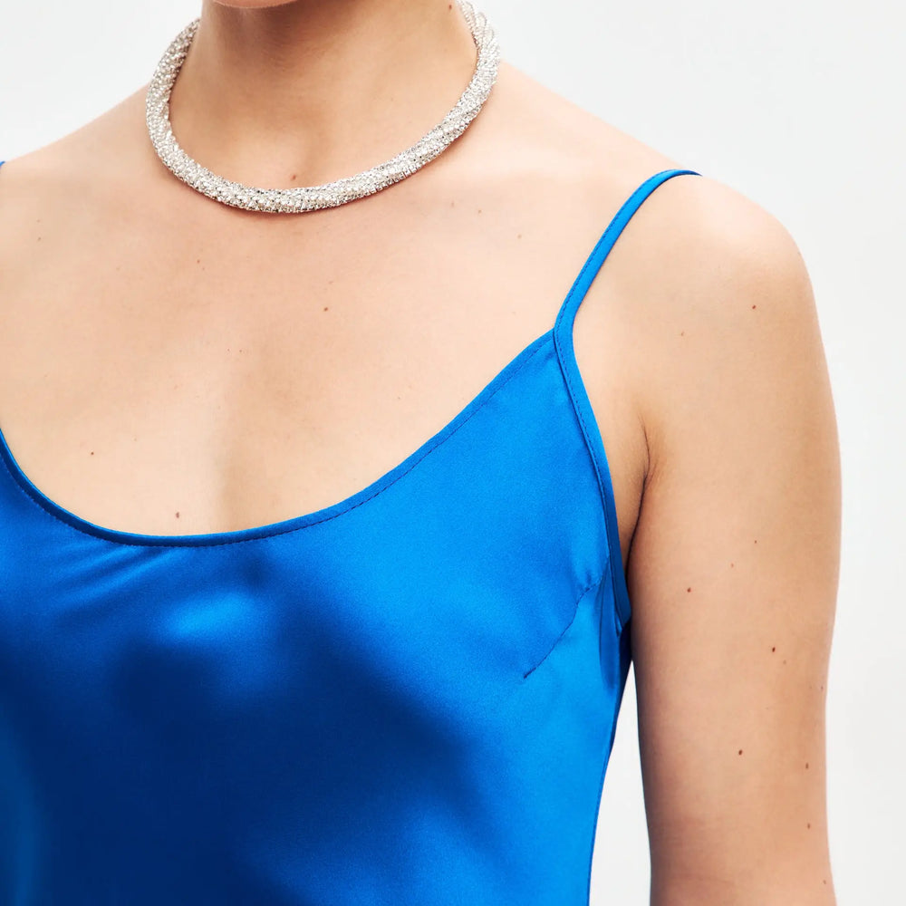 
                  
                    Blue maxi satin slip dress ’Serene’
                  
                