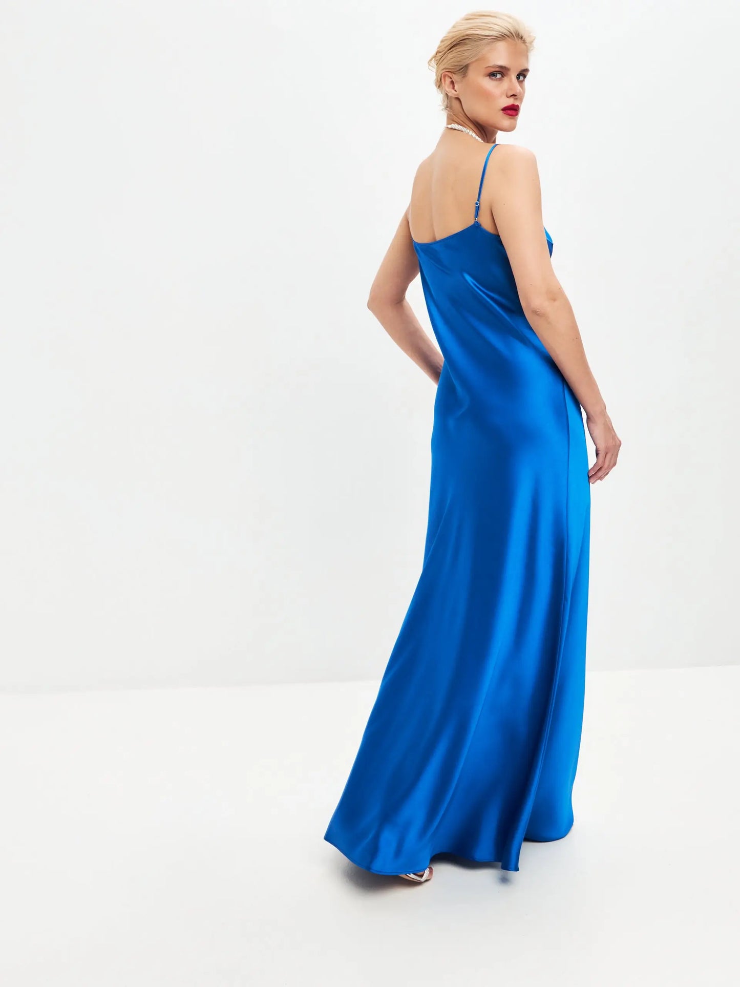 Blue maxi satin slip dress 'Serene' Blue maxi satin slip dress 'Serene'