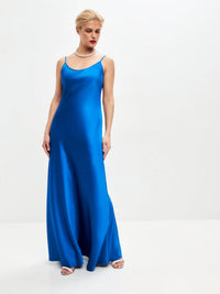 Blue maxi satin slip dress ’Serene’ - XS