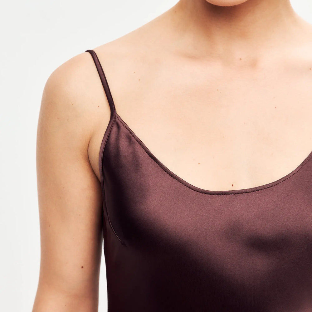 
                  
                    Brown mini satin slip dress ’Pure’
                  
                