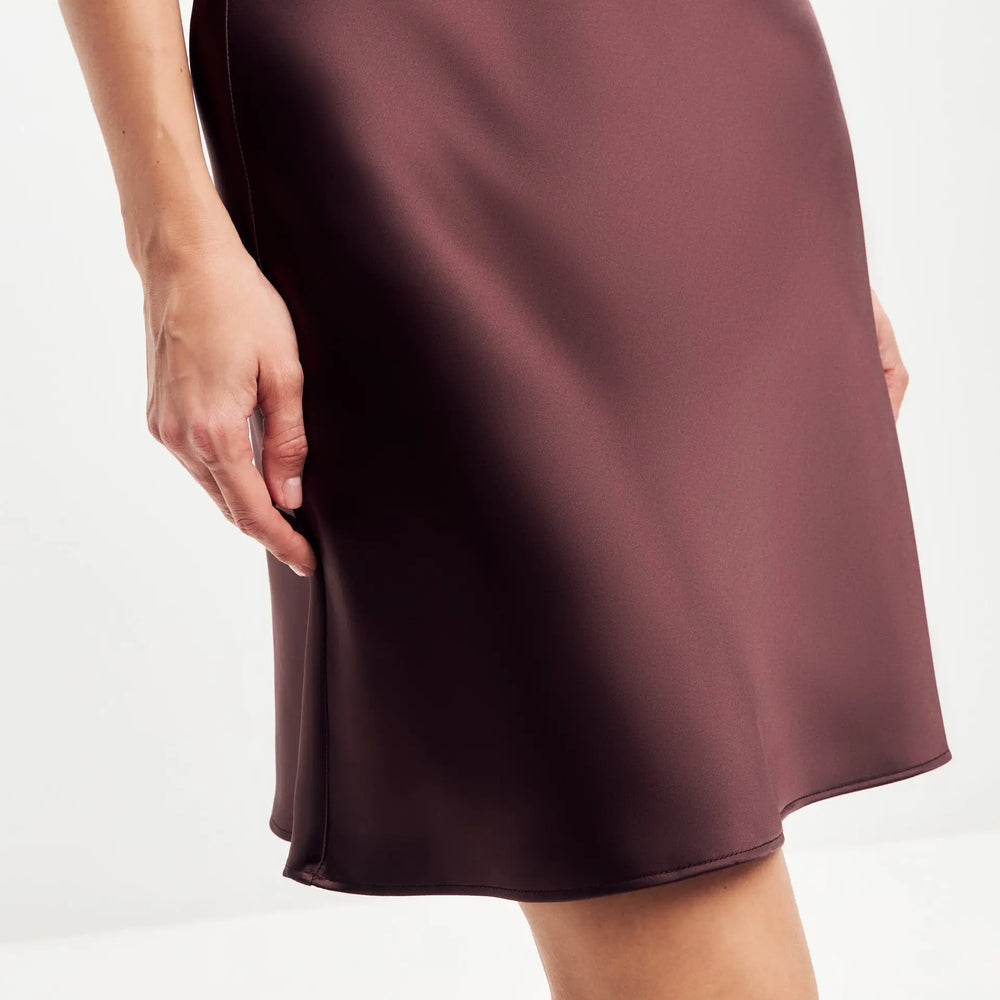 
                  
                    Brown mini satin slip dress ’Pure’
                  
                
