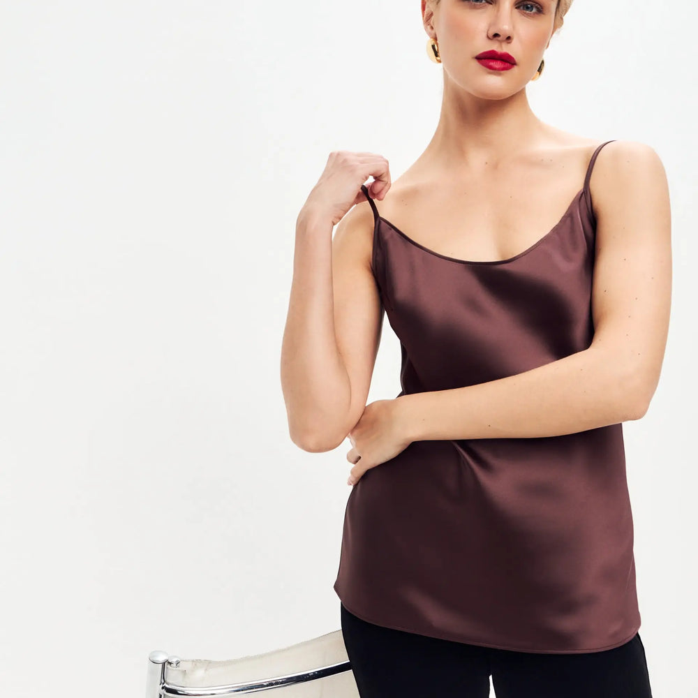 Brown Satin Camisole ’Luminous’ - XS