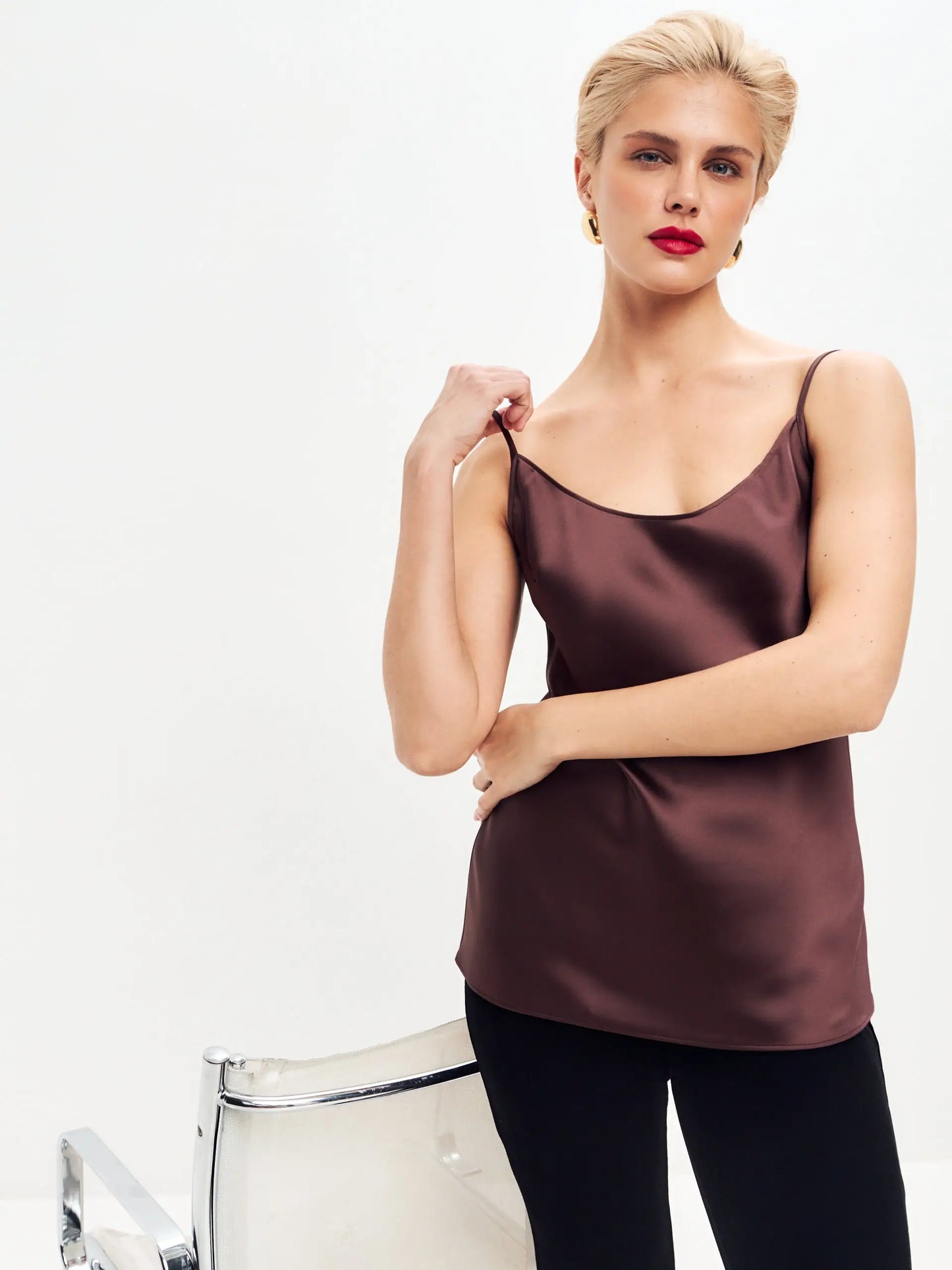Brown Satin Camisole ’Luminous’ - XS
