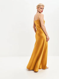 Dark gold maxi satin slip dress ’Serene’