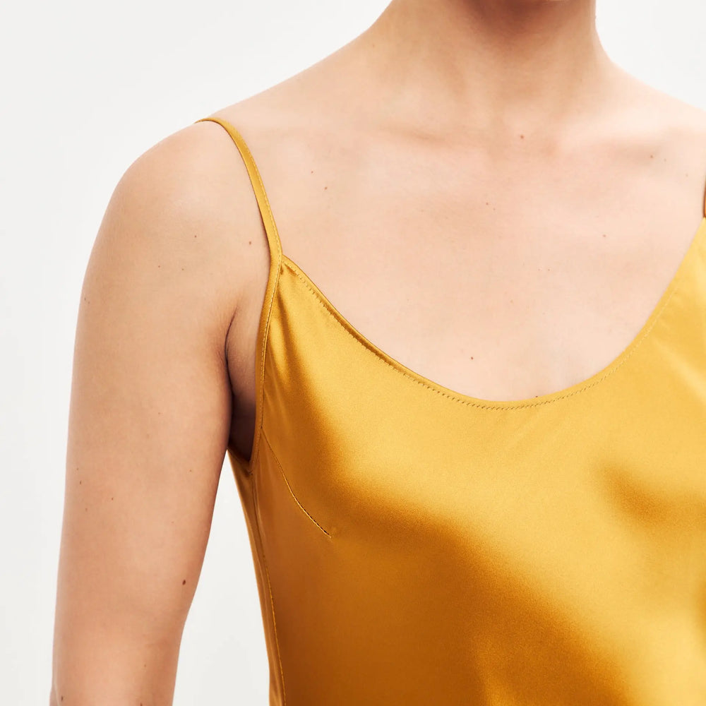
                  
                    Dark gold satin slip dress ’Majestic’
                  
                
