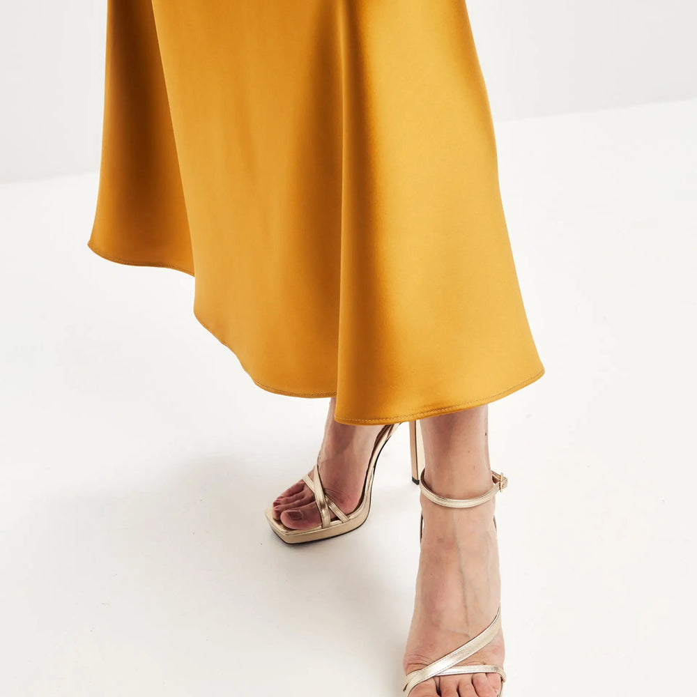 
                  
                    Dark gold satin slip dress ’Majestic’
                  
                