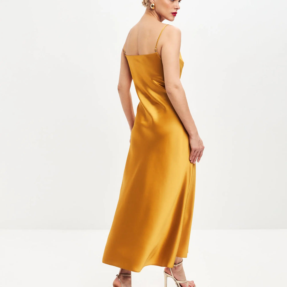 
                  
                    Dark gold satin slip dress ’Majestic’
                  
                