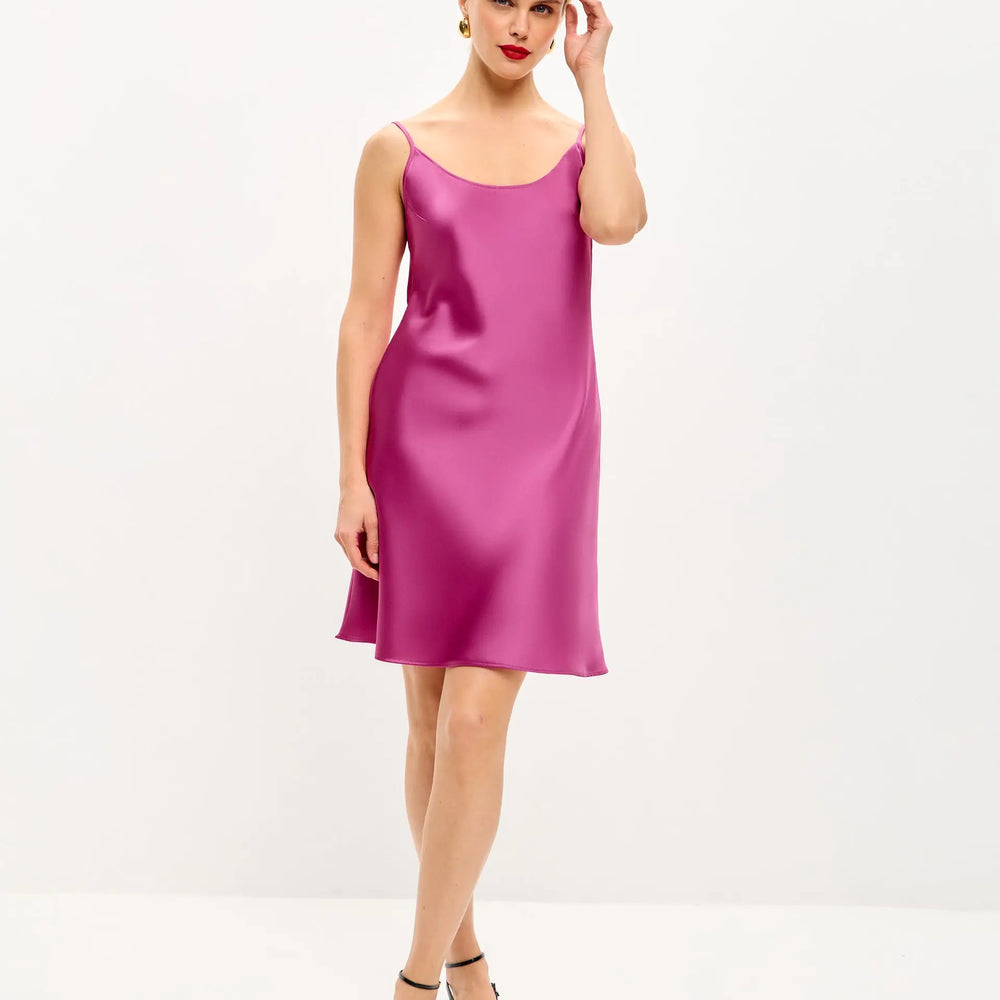 Pink Satin Slip Dresses | Serena Silueta Blush, Nude & Fuchsia Pink Satin Slip Dresses | Serena Silueta Blush, Nude & Fuchsia