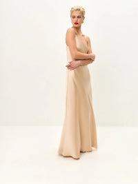 Gold maxi satin slip dress ’Serene’ - XS