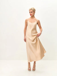 Gold midi satin slip dress ’Majestic’