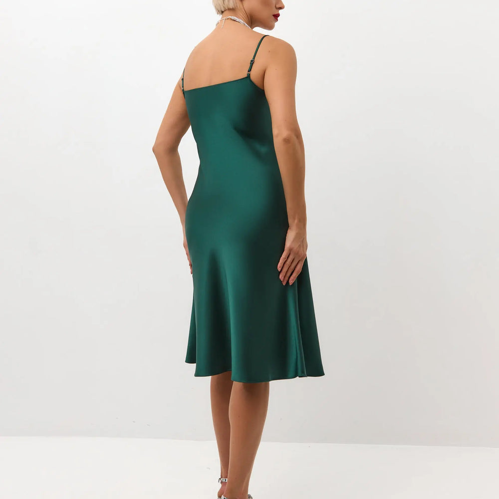 silk slip dress green under $500 Voz Liquid Silk Slip Dress - Green