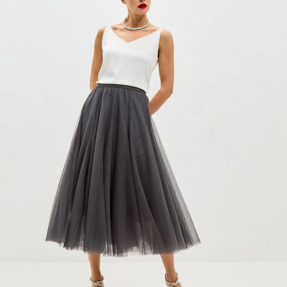 
                  
                    Grey Tulle midi skirt ’Ballerina’ - Ballet-Inspired
                  
                