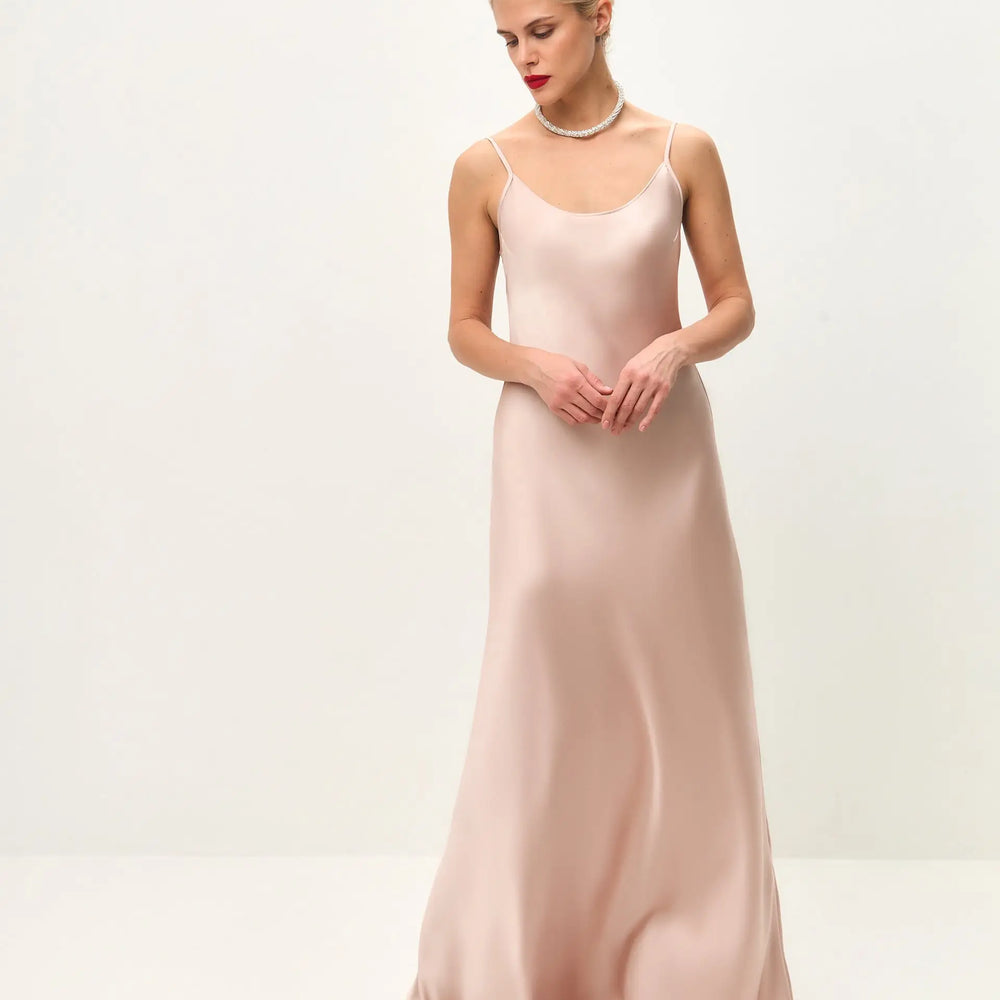 light pink silk slip dress Dani Slip Dress, in Light Pink Luxe Satin, Size: 2XL | Show Me Your Mumu