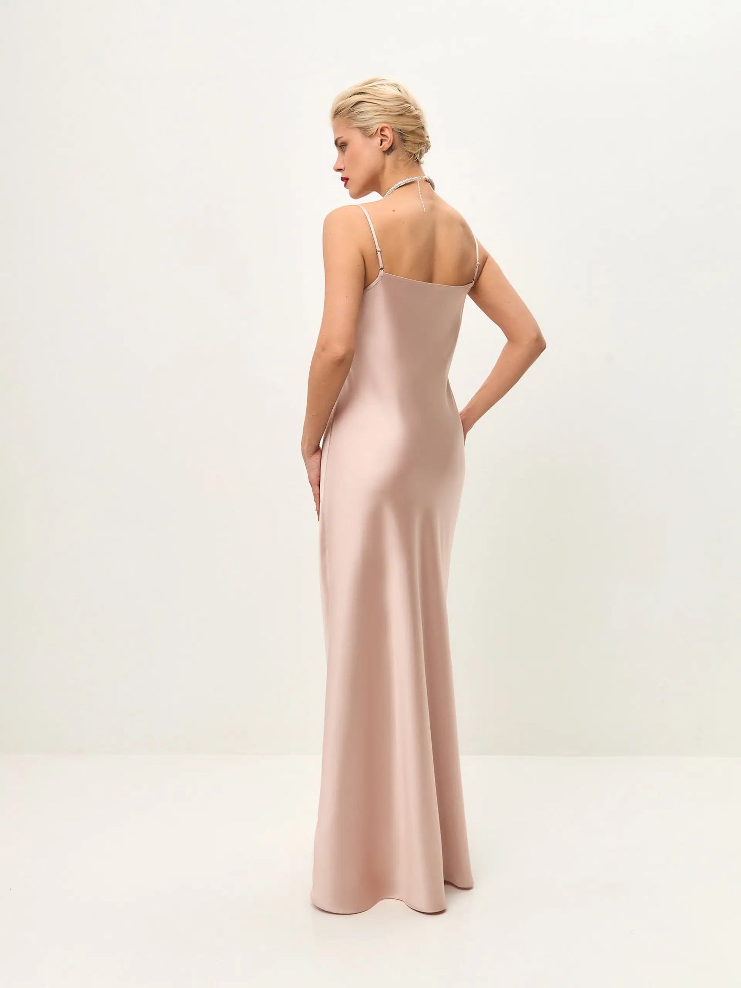 dusty pink slip dress Pale Pink Satin Cross Back Maxi Slip Dress