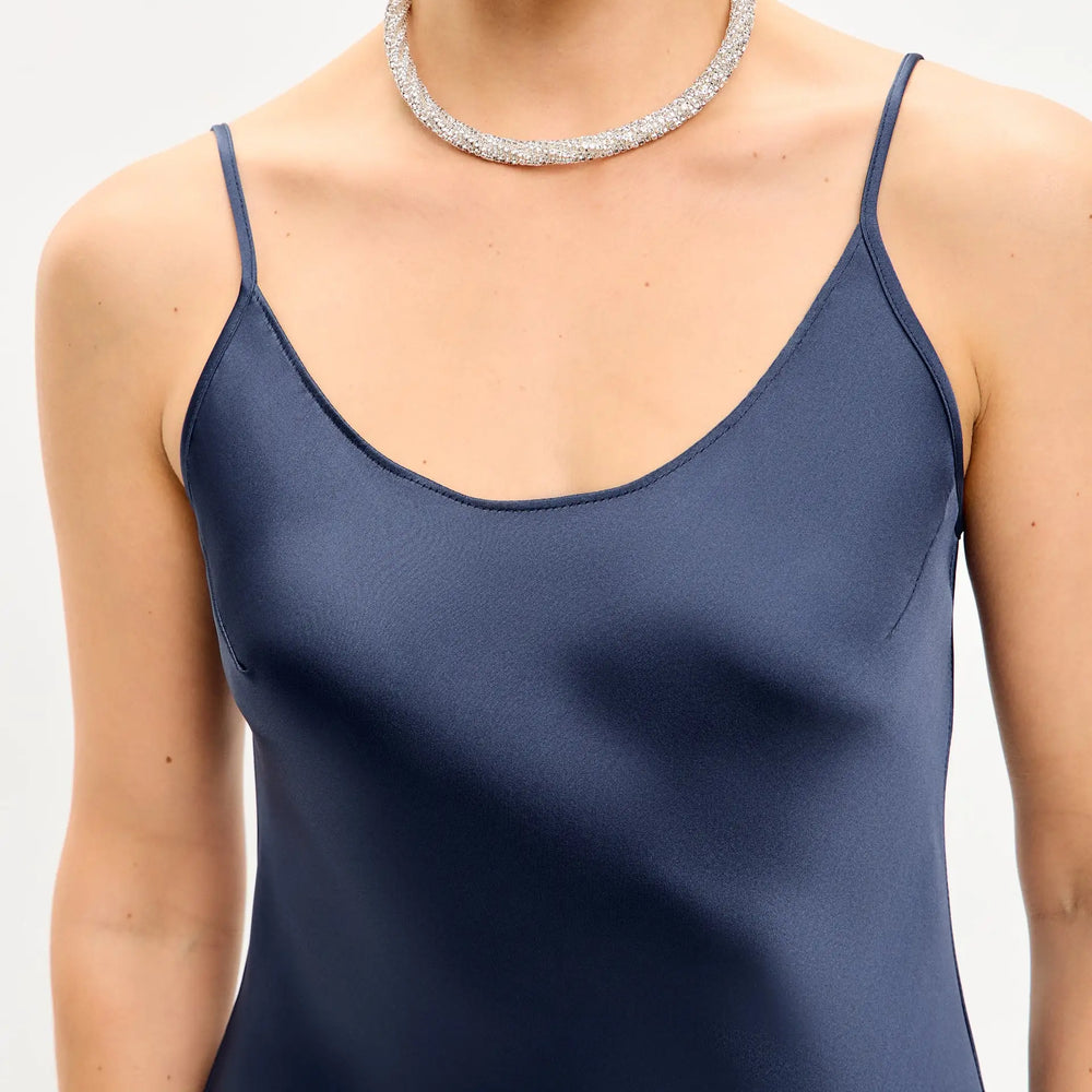 
                  
                    Navy blue mini satin slip dress ’Pure’
                  
                