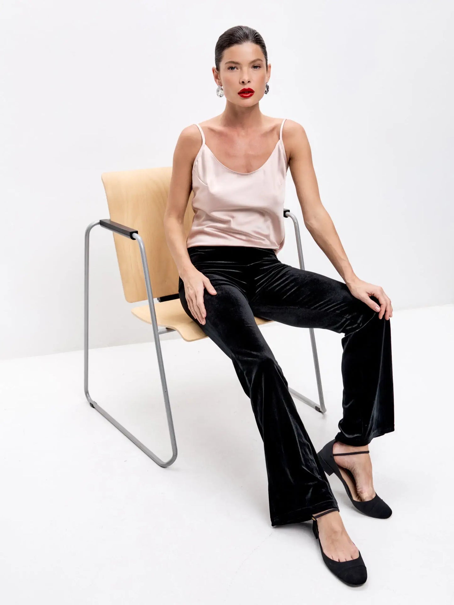 Black velvet trousers Petite